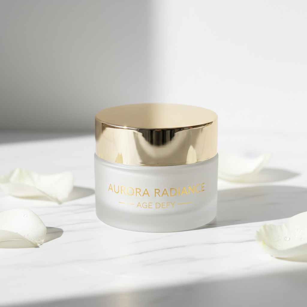 Ageless Radiance Anti-Wrinkle Cream in elegant white glass jar